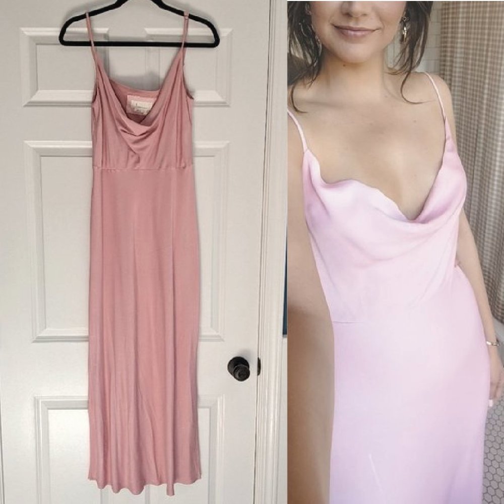 Anthropologie Dusty Pink slip dress